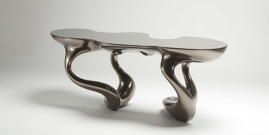 水滴のような有機的な形状の雫（Shizuku）コンソールテーブル